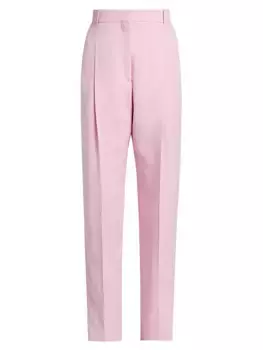 Брюки из крепа Leaf со складками Alexander Mcqueen, цвет pale pink