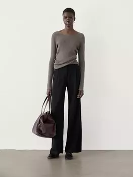 Брюки из креповой ткани Massimo Dutti, черный