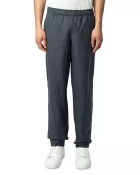 Брюки из льна Regular Fit на резинке Zadig & Voltaire, серый