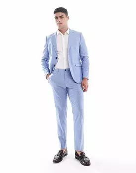 Брюки из льняного костюма Jack & Jones Premium синего цвета