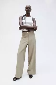 Брюки из льняного микса H&M, бежевый