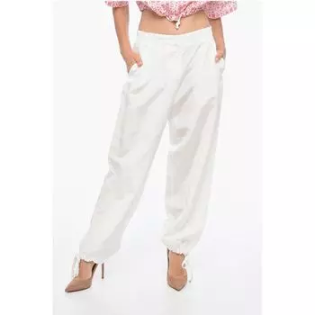 Брюки из льняной смеси с манжетами на завязках Msgm, White