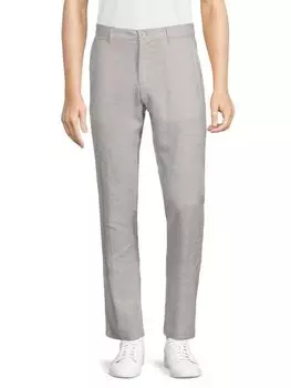 Брюки из льняной смеси с плоской передней частью Saks Fifth Avenue, цвет Wolf Grey