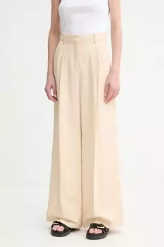 Брюки из льняной смеси Weekend Max Mara, бежевый