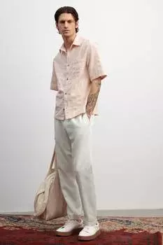 Брюки из лиоцелловой смеси, прямого кроя. H&M, белый
