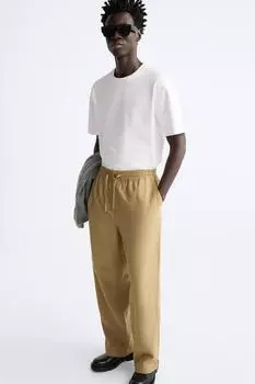Брюки из лиоцелловой смеси ZARA, кэмел