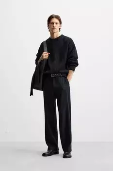 Брюки из меланжевой текстуры ZARA, темно-синий