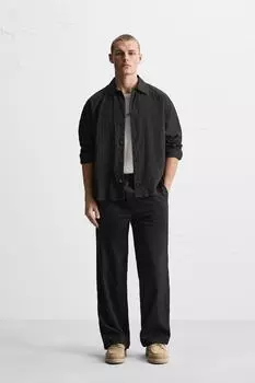 Брюки из модала в полоску ZARA, черный