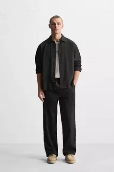 Брюки из модала в полоску ZARA, черный