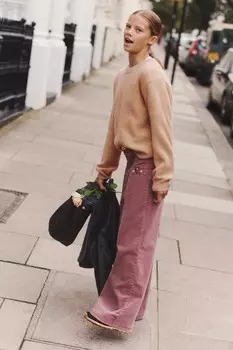 Брюки из морского бархата ZARA, бледно-розовый