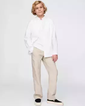 Брюки из мягкого льна и хлопка, молния и передние карманы для мальчиков Gap, бежевый