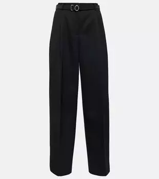 Брюки из натуральной шерсти с высокой посадкой Jil Sander, черный