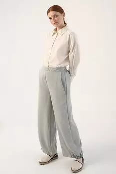 Брюки из натуральной ткани цвета морской волны с большими карманами ALL DAY