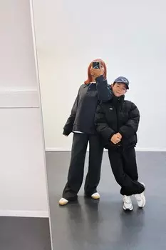 Брюки из нейлона с подкладкой ZARA, черный