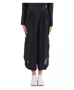 Брюки из нейлона с рюшами и широкими штанинами Emporio Armani, синий