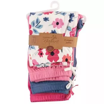 Брюки из органического хлопка Touched by Nature для малышей и девочек, 4 шт., цветочный сад Touched by Nature