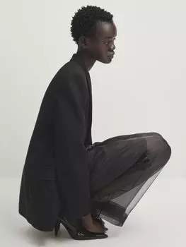 Брюки из органзы Massimo Dutti, черный