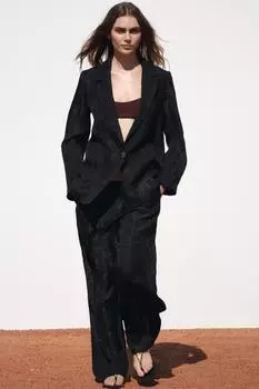 Брюки из органзы с эффектом складчатости ZARA, черный