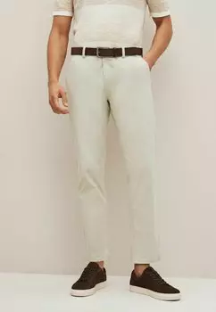 Брюки из парусины BELTED SLIM FIT Next, бежевый