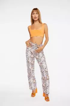 Брюки из парусины с мраморным принтом Forever 21, серо-коричневый