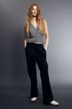 Брюки из поплина без застежки H&M, черный
