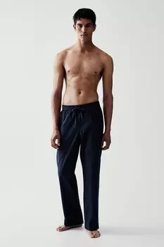 Брюки из поплина свободного кроя H&M, синий