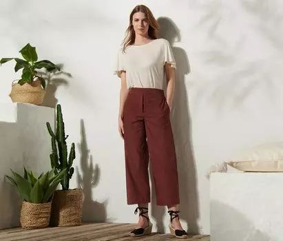 Брюки из поплина Tchibo, терракота