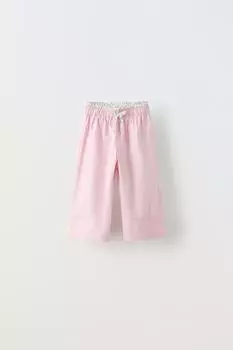 Брюки из поплина в полоску ZARA, розовый