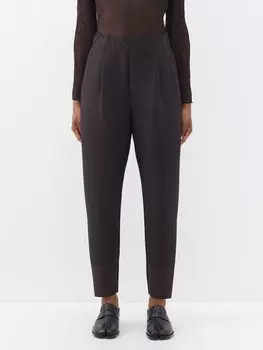 Брюки из ребристого джерси с эластичной талией Issey Miyake, коричневый