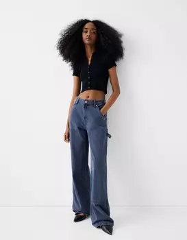 Брюки из саржи carpenter Bershka, синий