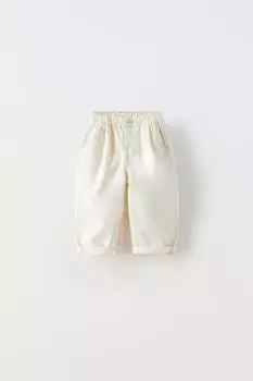 Брюки из саржи ZARA, белый