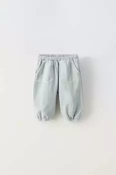 Брюки из саржи Zara, голубоватый