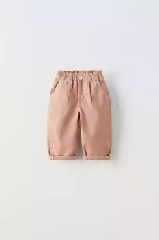 Брюки из саржи ZARA, розовый