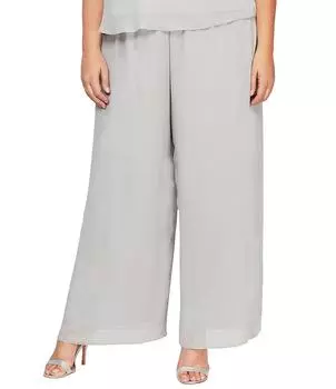 Брюки из шелковистого шифона размера плюс Alex Evenings, серый