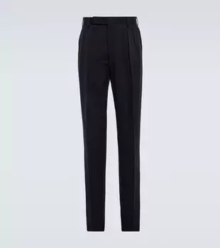 Брюки из шелкового габардина со складками Ralph Lauren Purple Label, черный
