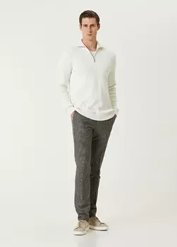 Брюки из шерсти с микро-узором Rota, коричневый