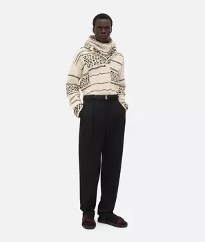 Брюки из шерсти зернистой пудры Bottega Veneta, черный
