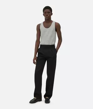 Брюки из шерсти зернистой пудры Bottega Veneta, черный