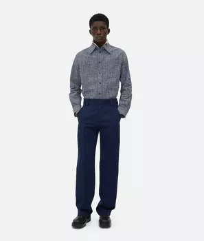 Брюки из шерсти зернистой пудры Bottega Veneta