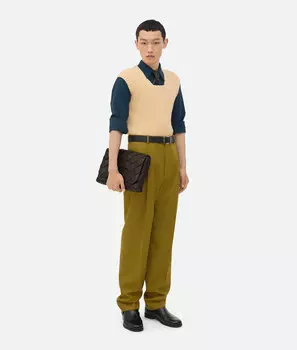 Брюки из шерсти зернистой пудры Bottega Veneta