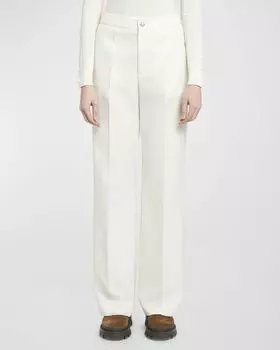 Брюки из шерстяного габардина Moncler, цвет Cream
