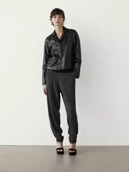 Брюки из шерстяной смеси крупной вязки Massimo Dutti, серый