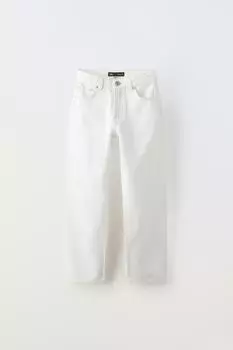 Брюки из широкого денима true neutrals ZARA, белый