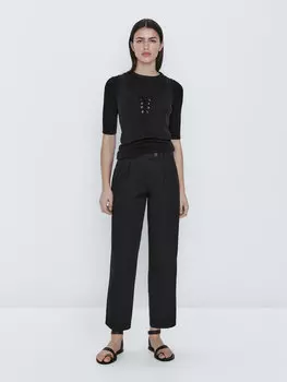 Брюки из смешанного хлопка Massimo Dutti, черный