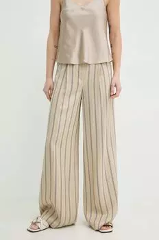 Брюки из смешанного льна Max&Co., бежевый