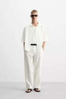 Брюки из смешанного лиоцелла ZARA, белый
