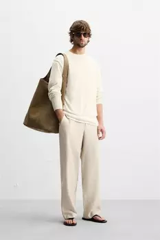 Брюки из смешанного лиоцелла ZARA, бежевый