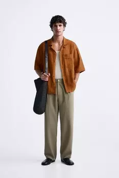 Брюки из смешанного лиоцелла ZARA, хаки