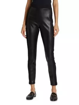 Брюки из смешанной веганской кожи Elie Tahari, цвет Noir