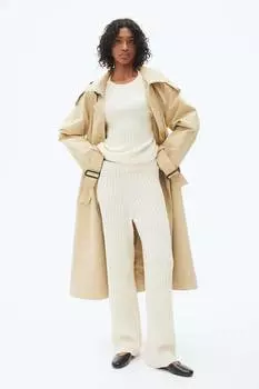 Брюки из смеси кашемира и косичек H&M, бежевый